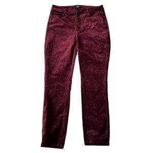 Paige Velvet Hoxton Ankle Peg Burgundy Skinny Jeans Size 30 (Waist) Button Fly